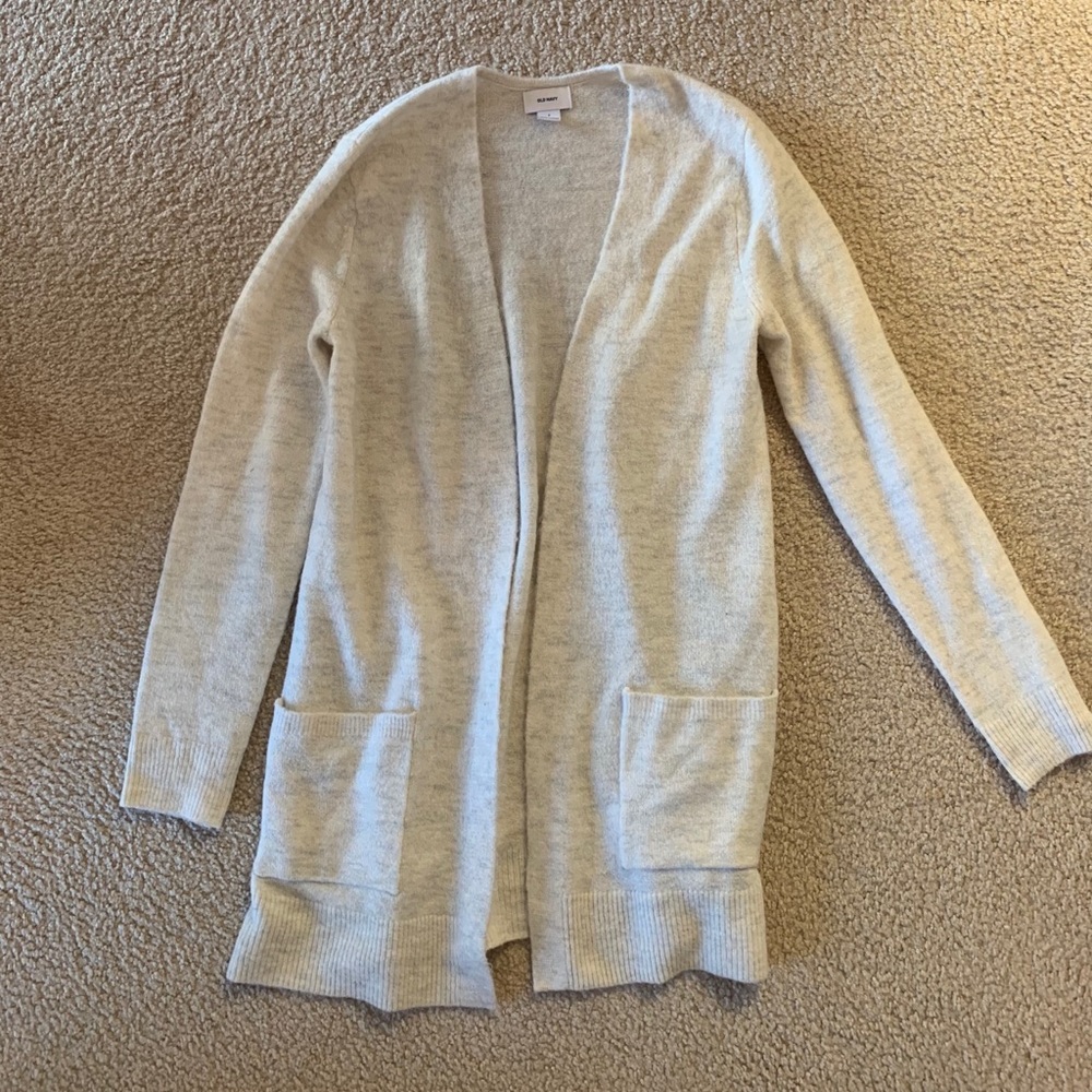 Old Navy Open-Front Bouclé Sweater Light Gray